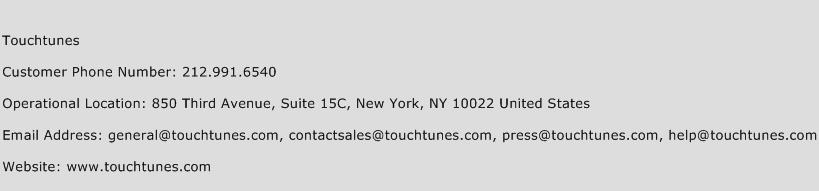 Touchtunes Phone Number Customer Service
