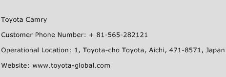 Toyota Camry Phone Number Customer Service