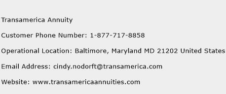 Transamerica Annuity Phone Number Customer Service