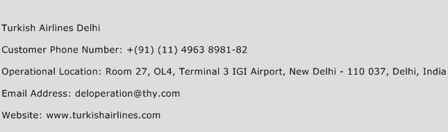 Turkish Airlines Delhi Phone Number Customer Service