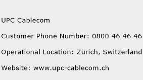 UPC Cablecom Phone Number Customer Service