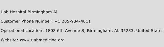 Uab Hospital Birmingham Al Phone Number Customer Service