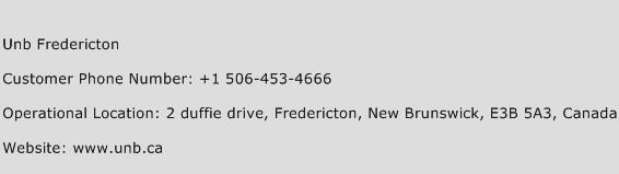 Unb Fredericton Phone Number Customer Service