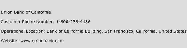 Union Bank of California Phone Number Customer Service