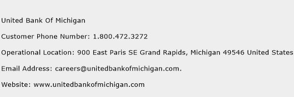United Bank Of Michigan Phone Number Customer Service