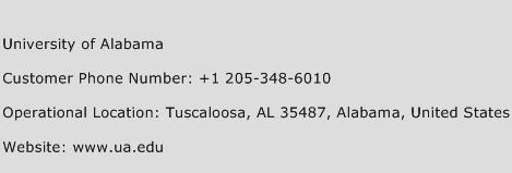 University of Alabama Phone Number Customer Service