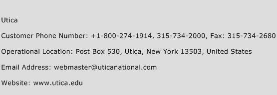 Utica Phone Number Customer Service