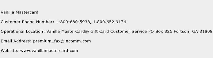 Vanilla Mastercard Phone Number Customer Service