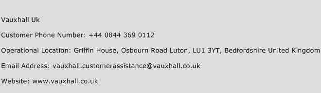 Vauxhall Uk Phone Number Customer Service