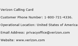 Verizon Calling Card Phone Number Customer Service