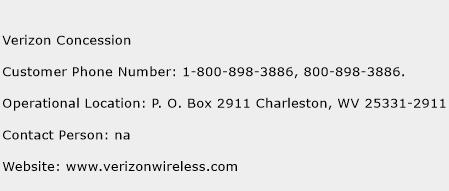 Verizon Concession Phone Number Customer Service
