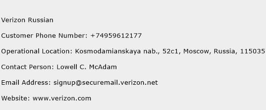 Verizon Russian Phone Number Customer Service