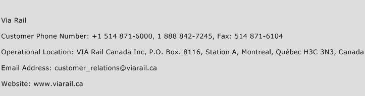 Via Rail Phone Number Customer Service