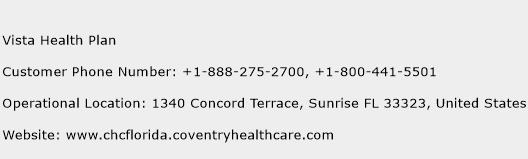 Vista Health Plan Phone Number Customer Service