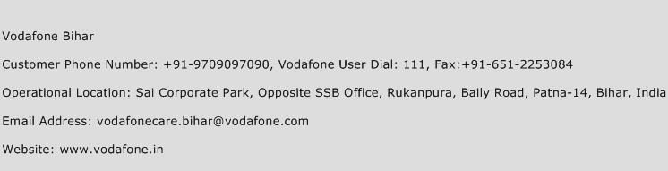 Vodafone Bihar Phone Number Customer Service