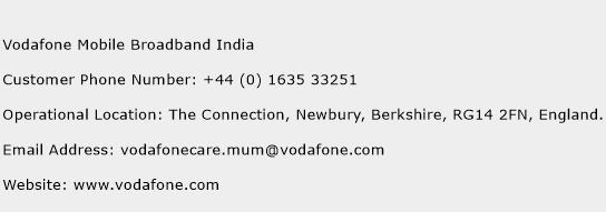 Vodafone Mobile Broadband India Phone Number Customer Service