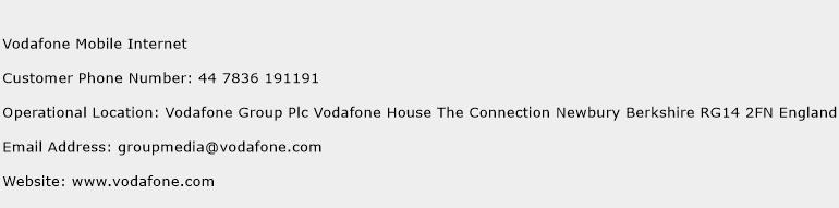 Vodafone Mobile Internet Phone Number Customer Service