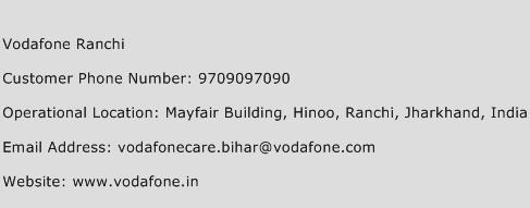 Vodafone Ranchi Phone Number Customer Service