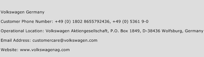 Volkswagen Germany Phone Number Customer Service