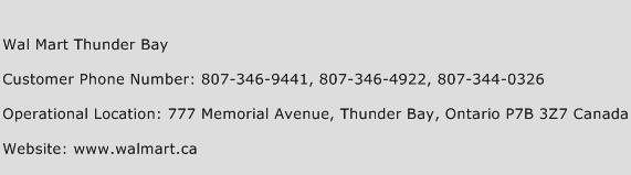Wal Mart Thunder Bay Phone Number Customer Service