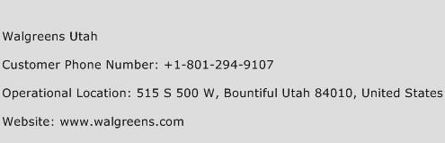 Walgreens Utah Phone Number Customer Service