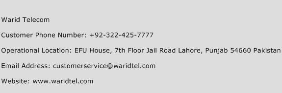 Warid Telecom Phone Number Customer Service