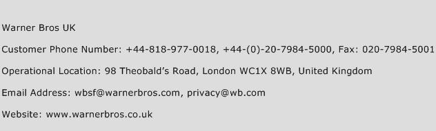 Warner Bros UK Phone Number Customer Service
