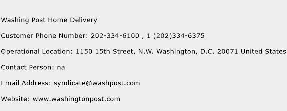 Washing Post Home Delivery Phone Number Customer Service