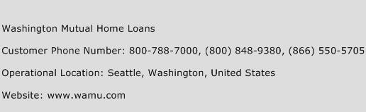Washington Mutual Home Loans Phone Number Customer Service