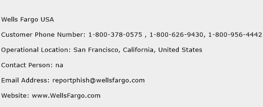 Wells Fargo USA Phone Number Customer Service