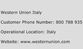 Western Union Italy Phone Number Customer Service