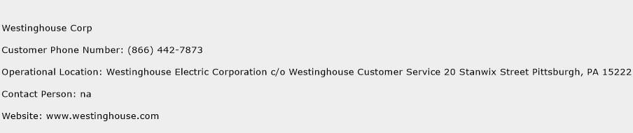 Westinghouse Corp Phone Number Customer Service