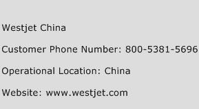 Westjet China Phone Number Customer Service