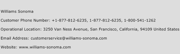 Williams Sonoma Phone Number Customer Service