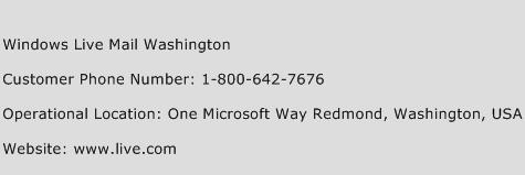 Windows Live Mail Washington Phone Number Customer Service