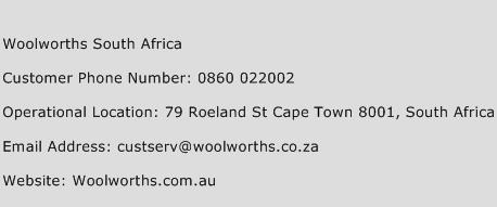 Woolworths South Africa Phone Number Customer Service