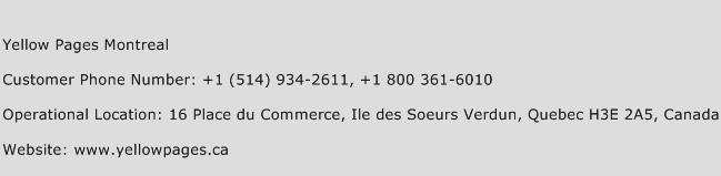 Yellow Pages Montreal Phone Number Customer Service