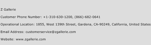 Z Gallerie Phone Number Customer Service