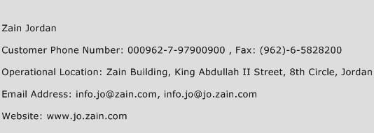 Zain Jordan Phone Number Customer Service