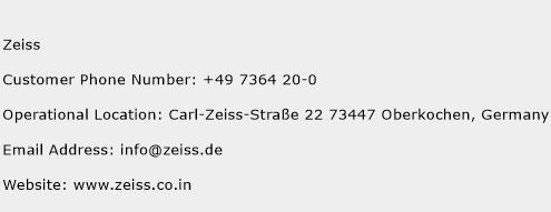 Zeiss Phone Number Customer Service