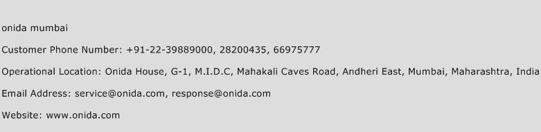 onida mumbai Phone Number Customer Service